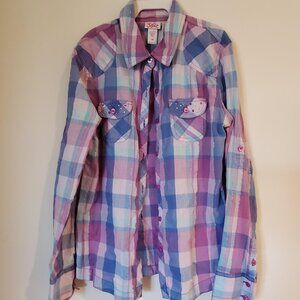 Purple and Blue plaid girls shirt